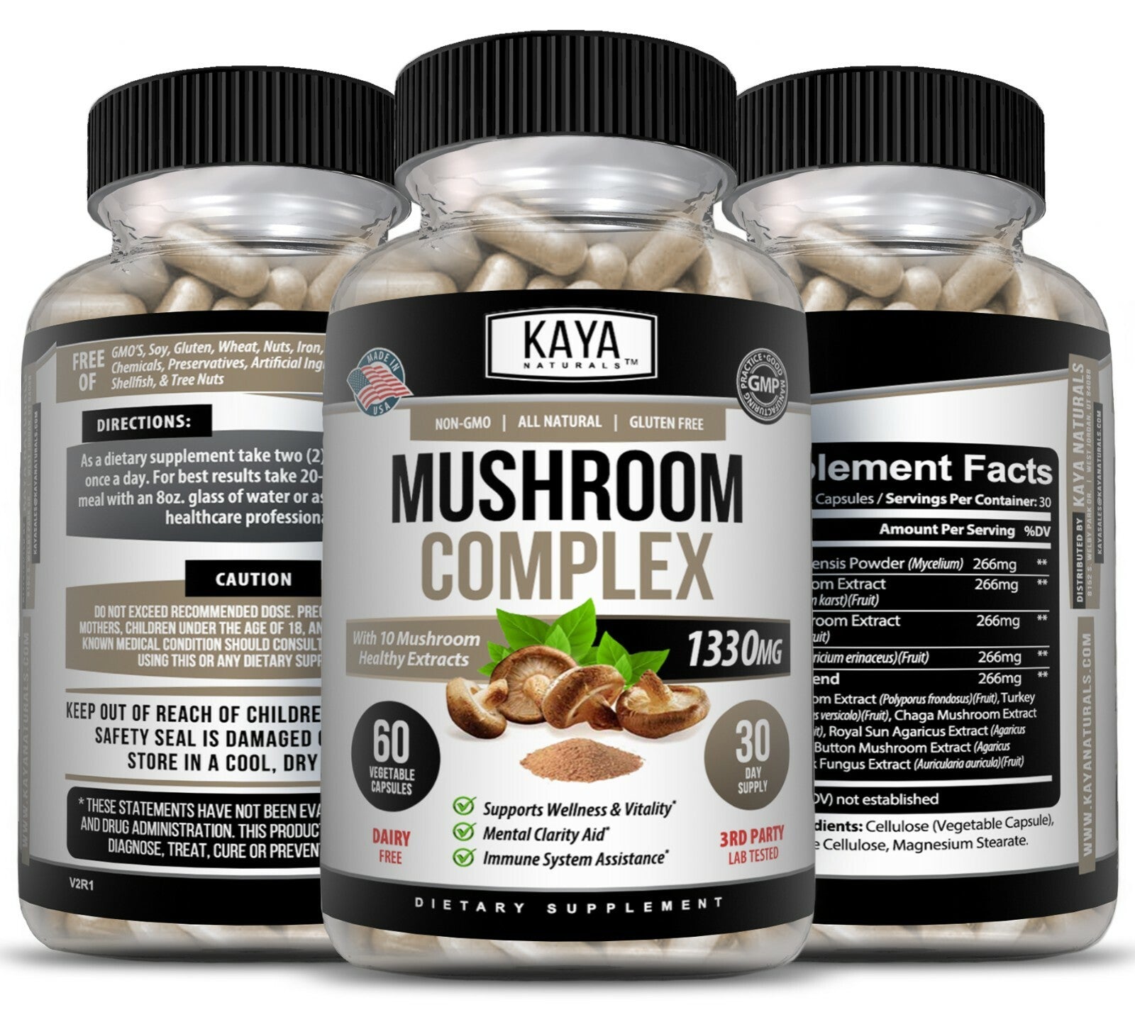 (2 Pack) Mushroom Complex Supplement, 60 Capsules Lions Mane, Reishi, Shiitake