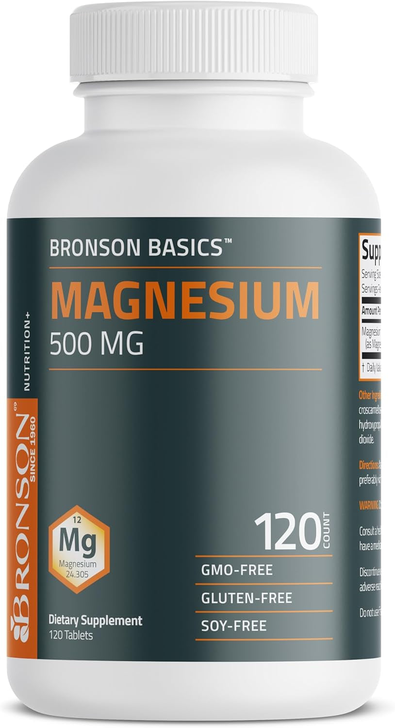Magnesium 500 MG Supports Bone & Muscle Health & Nervous System Support - Non-Gmo, 120 Vegetarian Tablets