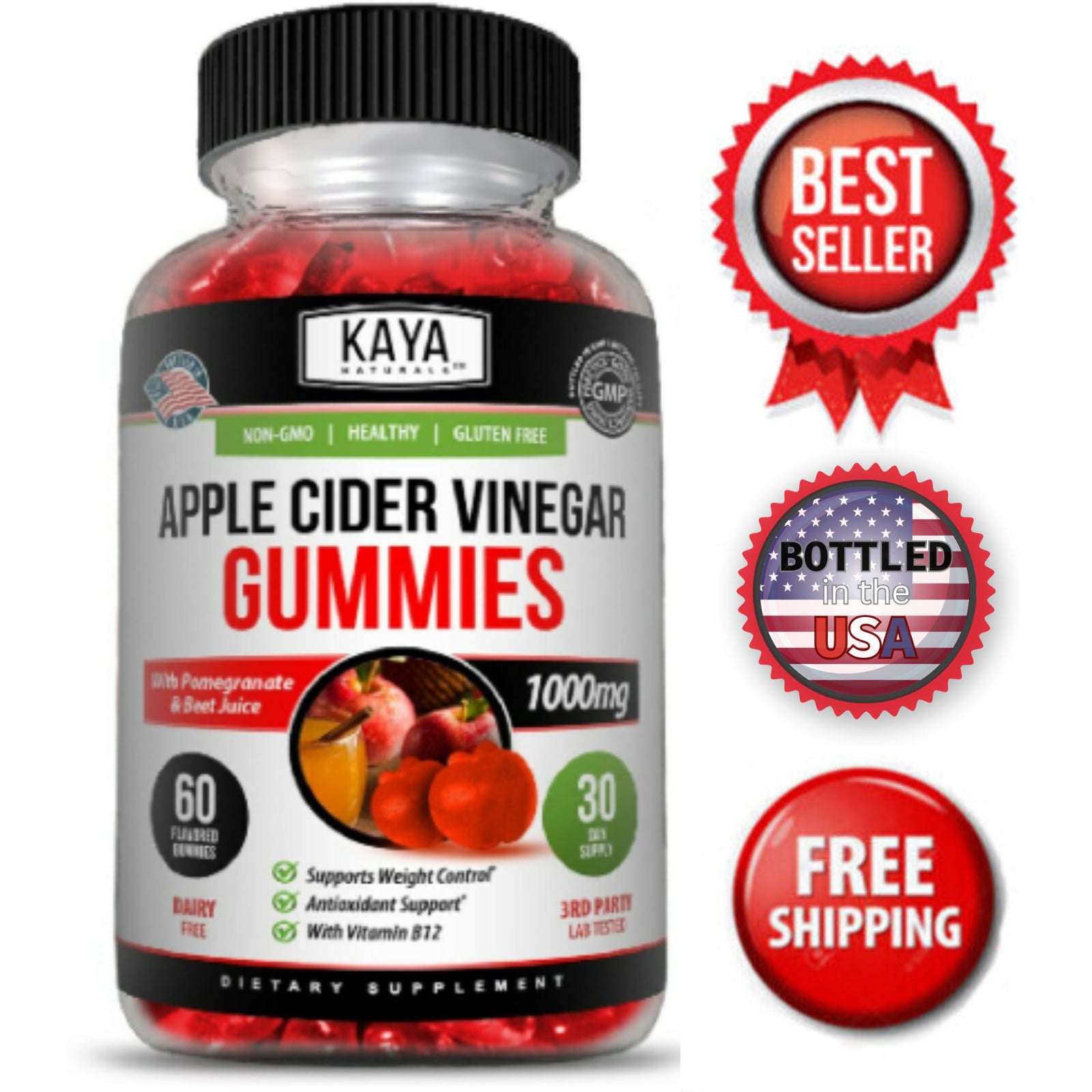 Apple Cider Vinegar Gummies 60Ct, Premium Weight Loss, Appetite Control, Cleanse