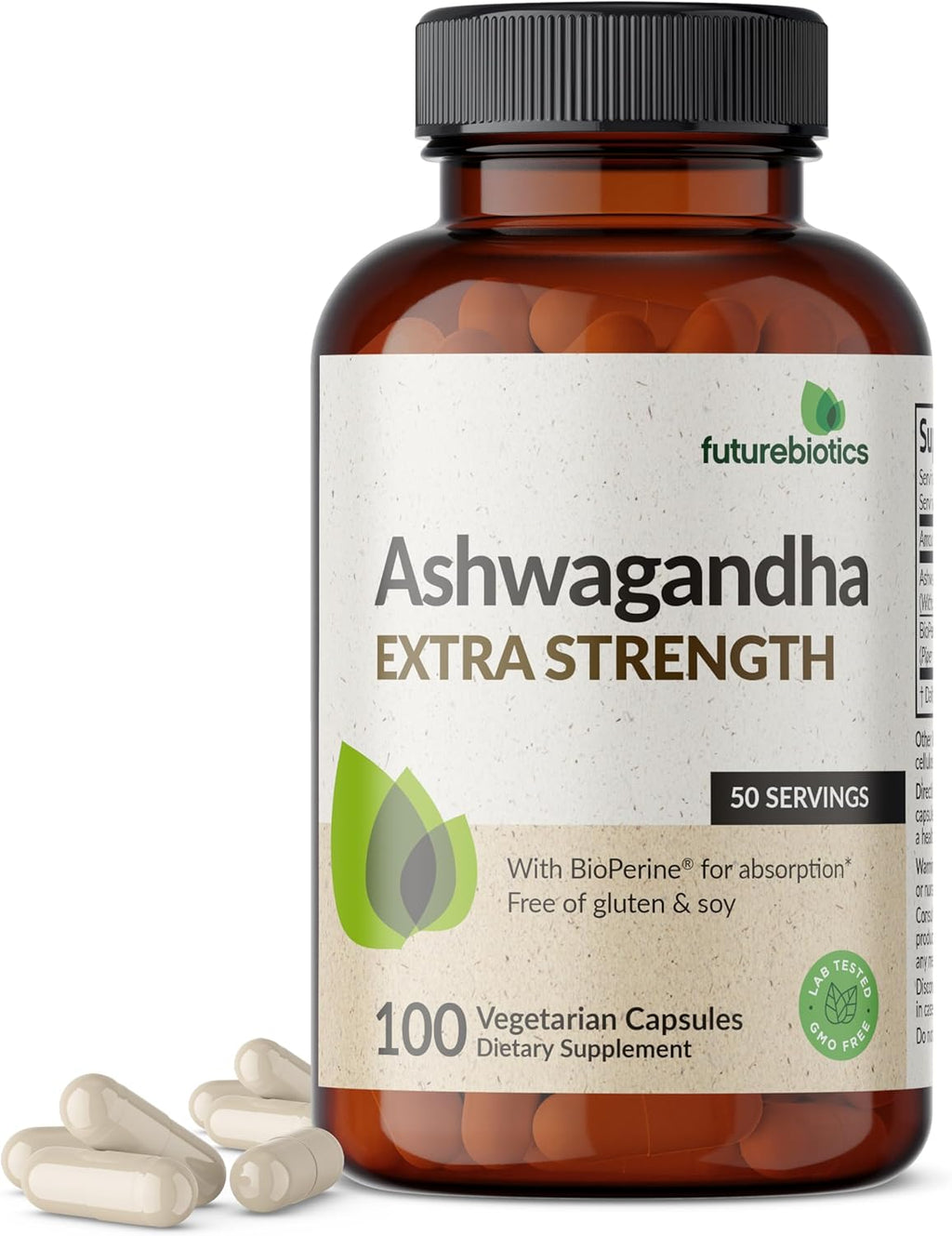 Ashwagandha Extra Strength Stress & Mood Support with Bioperine - Non GMO Formula, 100 Vegetarian Capsules