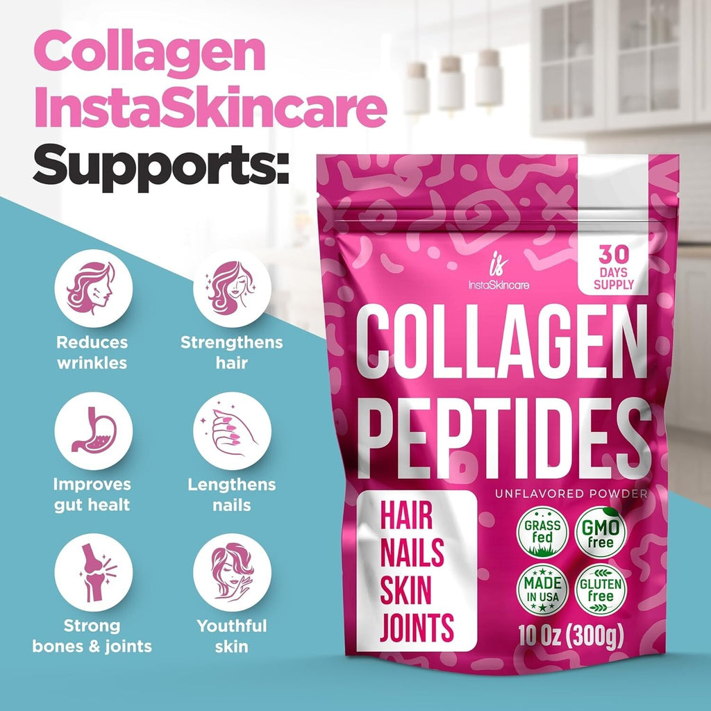 Collagen Peptides Powder 10Oz for Women Types 1 & 3 Unflavored Hair Skin Nails