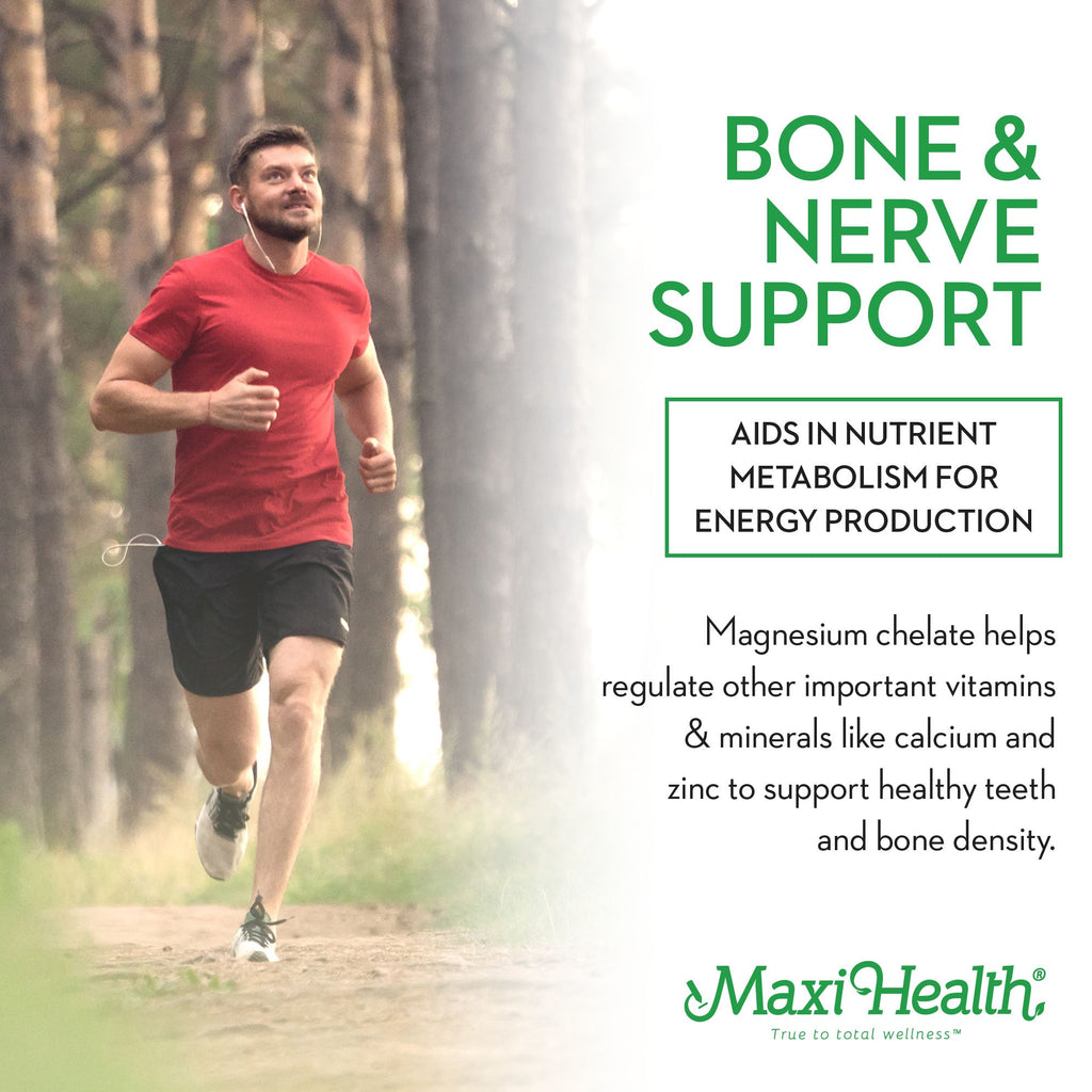 Maxi Health Magnesium Chelate – Bone, Nerve & Energy Support – 90 Vegetarian Capsules