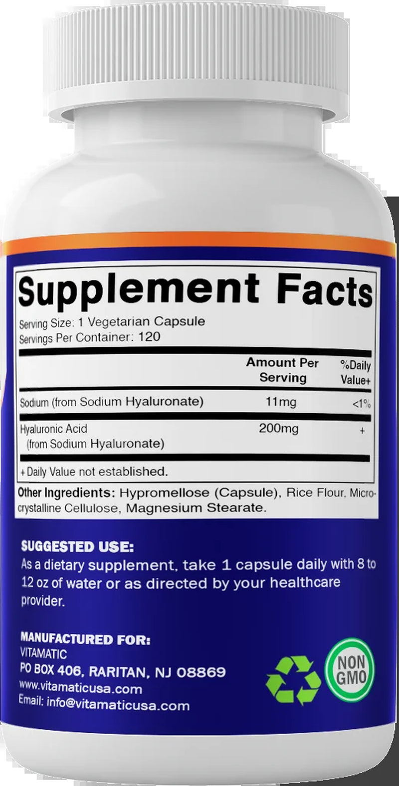 Vitamatic Hyaluronic Acid 200 Mg Capsules 3 Pack 120 Count