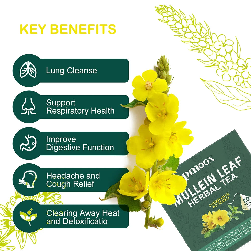 Betterlungs Lung Cleansing Tea, Herbal Loose Leaf Mullein Leaf Extract Detox Tea Bags for Lung Respiratory Health and Wellness