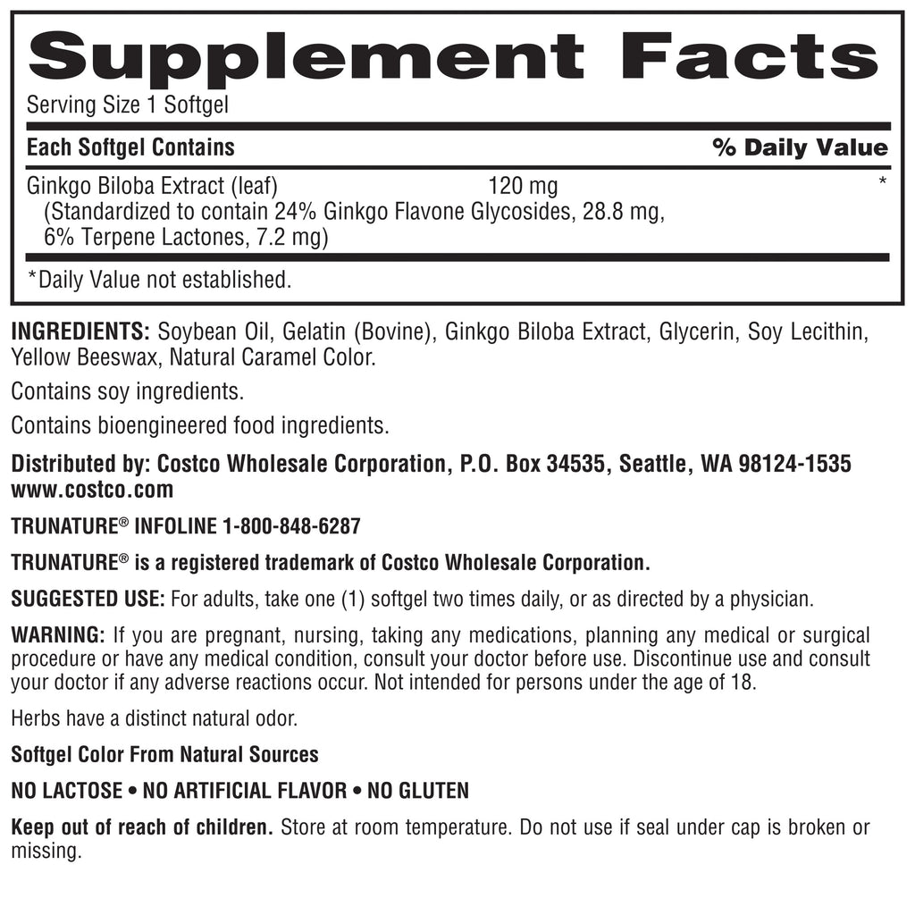 Ginkgo Biloba 120Mg, 340 Softgels