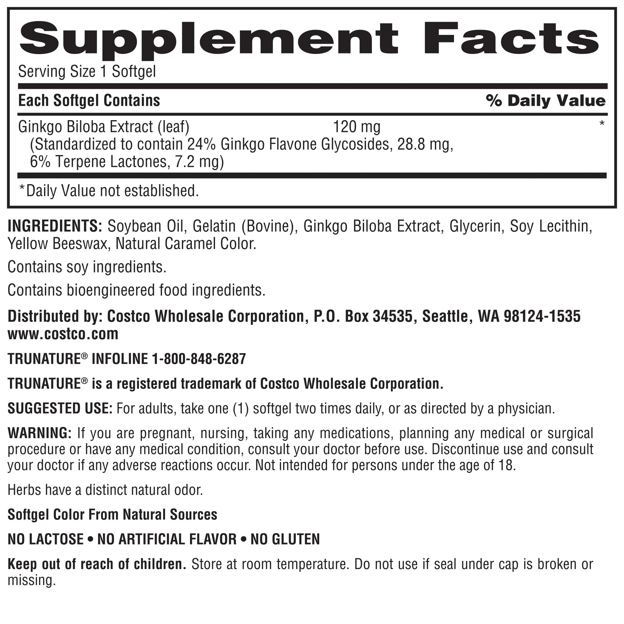 Ginkgo Biloba 120Mg, 340 Softgels