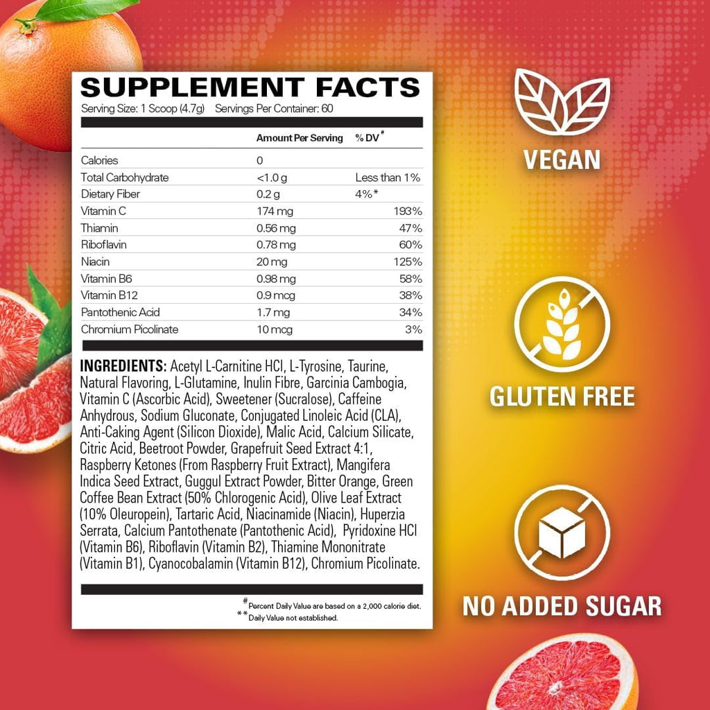 EHP Labs Oxyshred Pre Workout Powder - Preworkout Powder with L Glutamine & Acetyl L Carnitine, Energy Boost Drink - Pink Grapefruit, 60 Servings