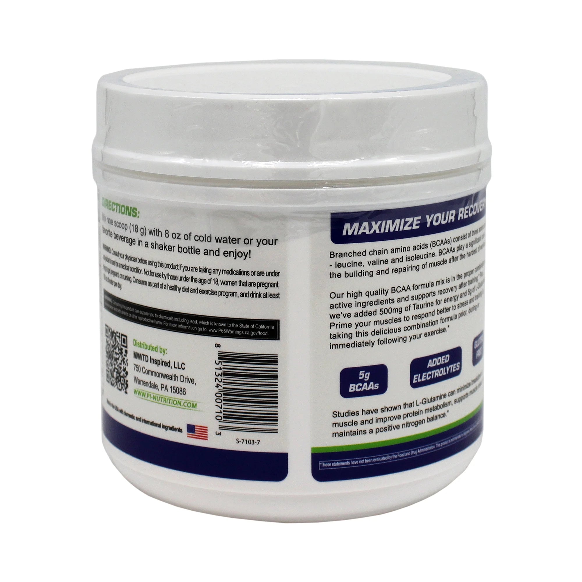 Performance Inspired Nutrition – Full 5G BCAA with Added Electrolytes - Taurine & Glutamine - Recovery & Rebuild- Tropical Mango Delight - 1.46Lb