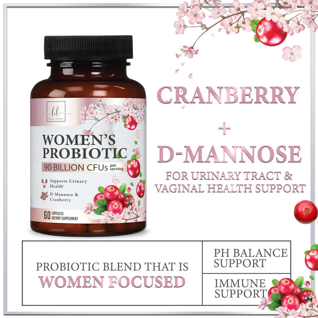 Probiotics for Women Digestive Health Support - 16 Strains Women'S Vaginal Probiotic with Prebiotics, Cranberry, PH, Immune Support, Urinary, & Feminine Health Support - USA Bottled - 60 Capsules
