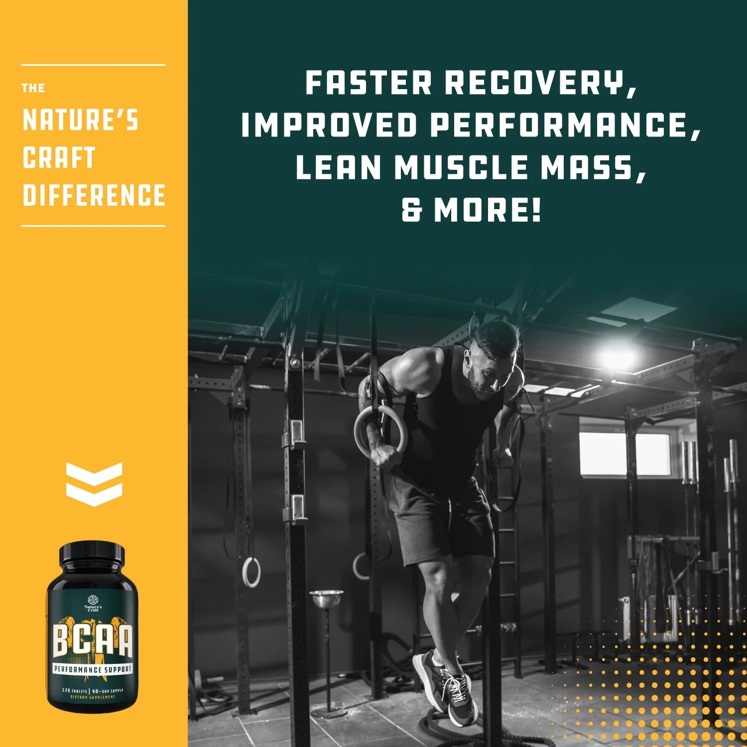 Nature’S Craft Branch Chain Amino Acid Supplement for Post Workout Muscle Recovery, 120 Tablets