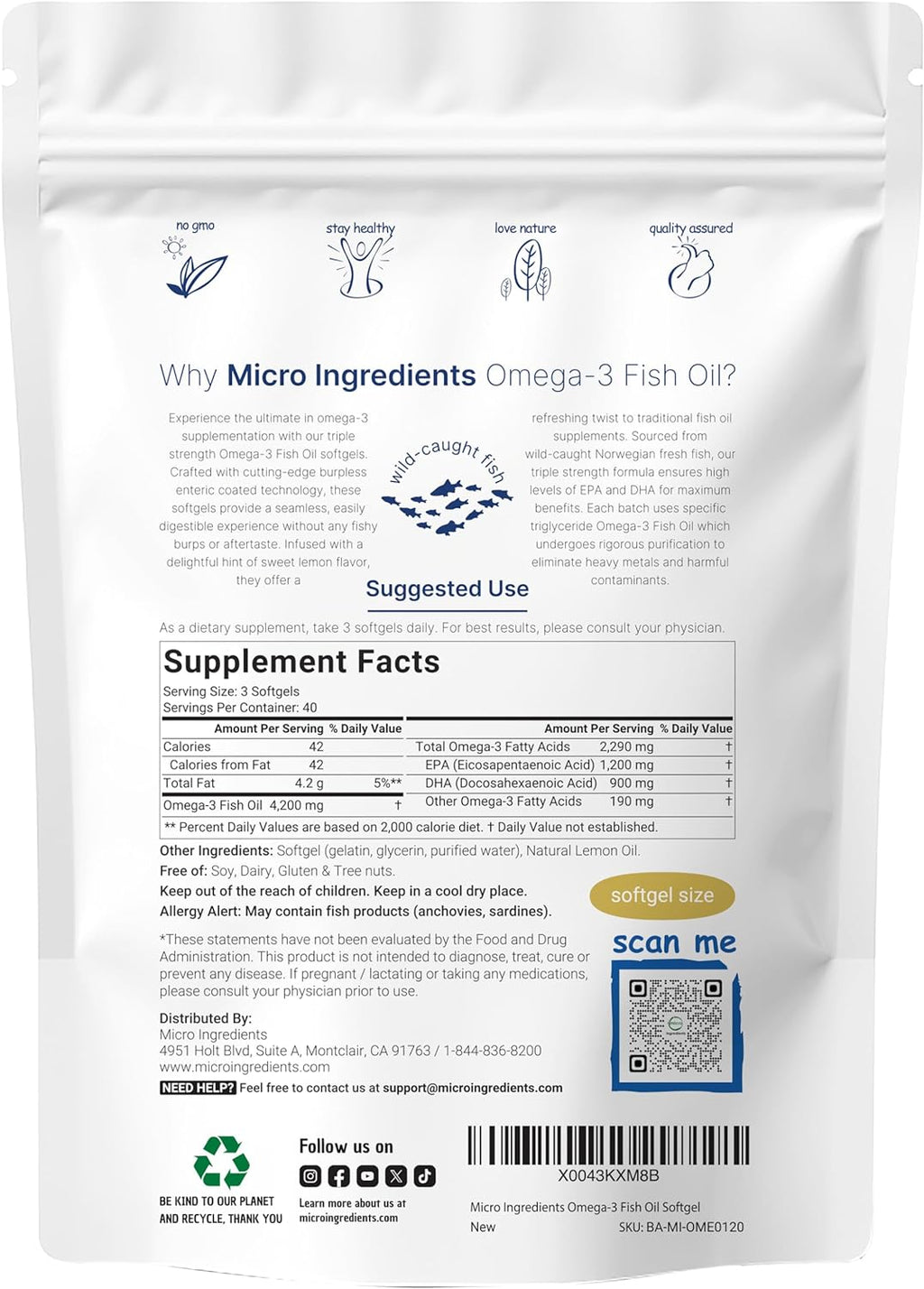 Triple Strength Omega 3 Fish Oil Supplements 4200Mg per Serving, 120 Softgels –
