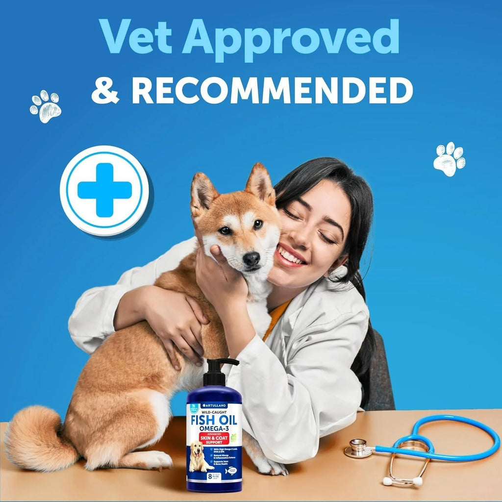 Omega 3 Fish Oil for Dogs 8 FL OZ Better than Salmon Oil Skin and Coat Defense